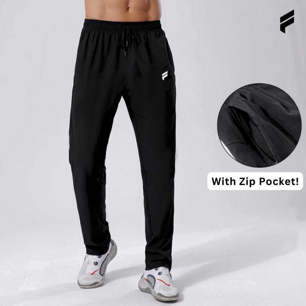 FLEXE- Unisex Track Long Pants Dri Fit Premium Bottom Fitness Training Gym Running with Zip Pocket Casual Tracksuit