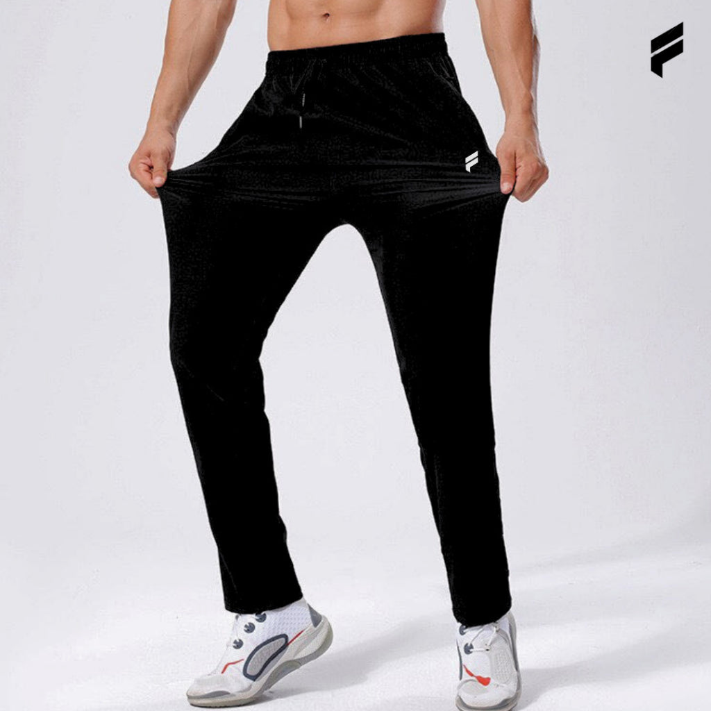 FLEXE- Unisex Track Long Pants Dri Fit Premium Bottom Fitness Training Gym Running with Zip Pocket Casual Tracksuit