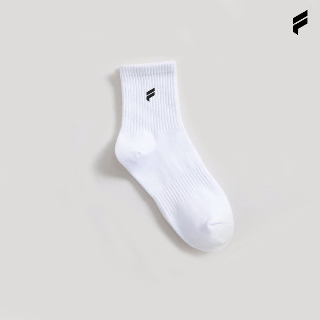 FLEXE- Unisex Breathable High Stretchy Cotton Athletic White Plain Sport Socks