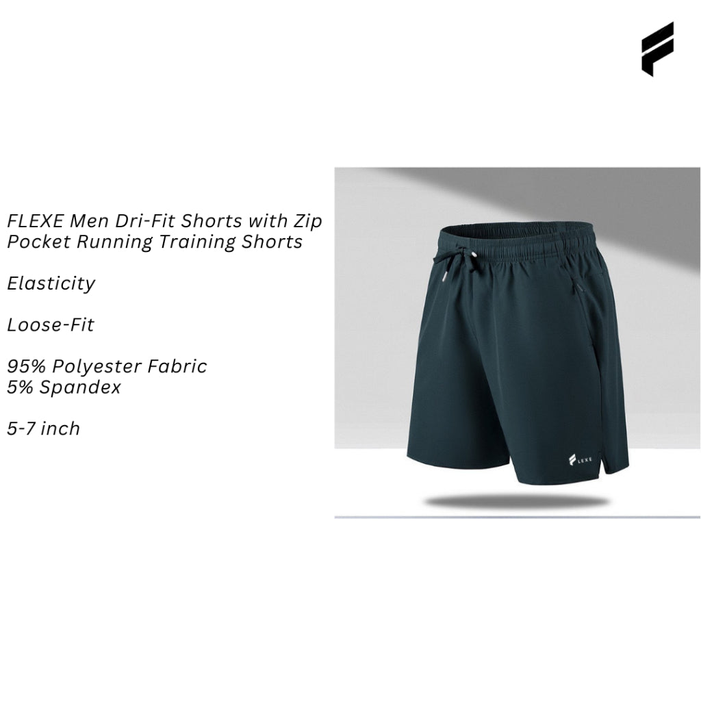 Men Dri Fit Shorts Fitness Training Shorts with Zip Pocket