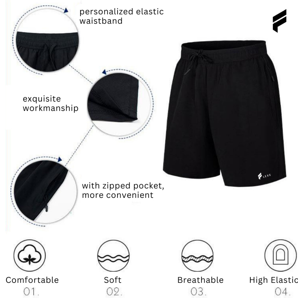 Men Dri Fit Shorts Fitness Training Shorts with Zip Pocket