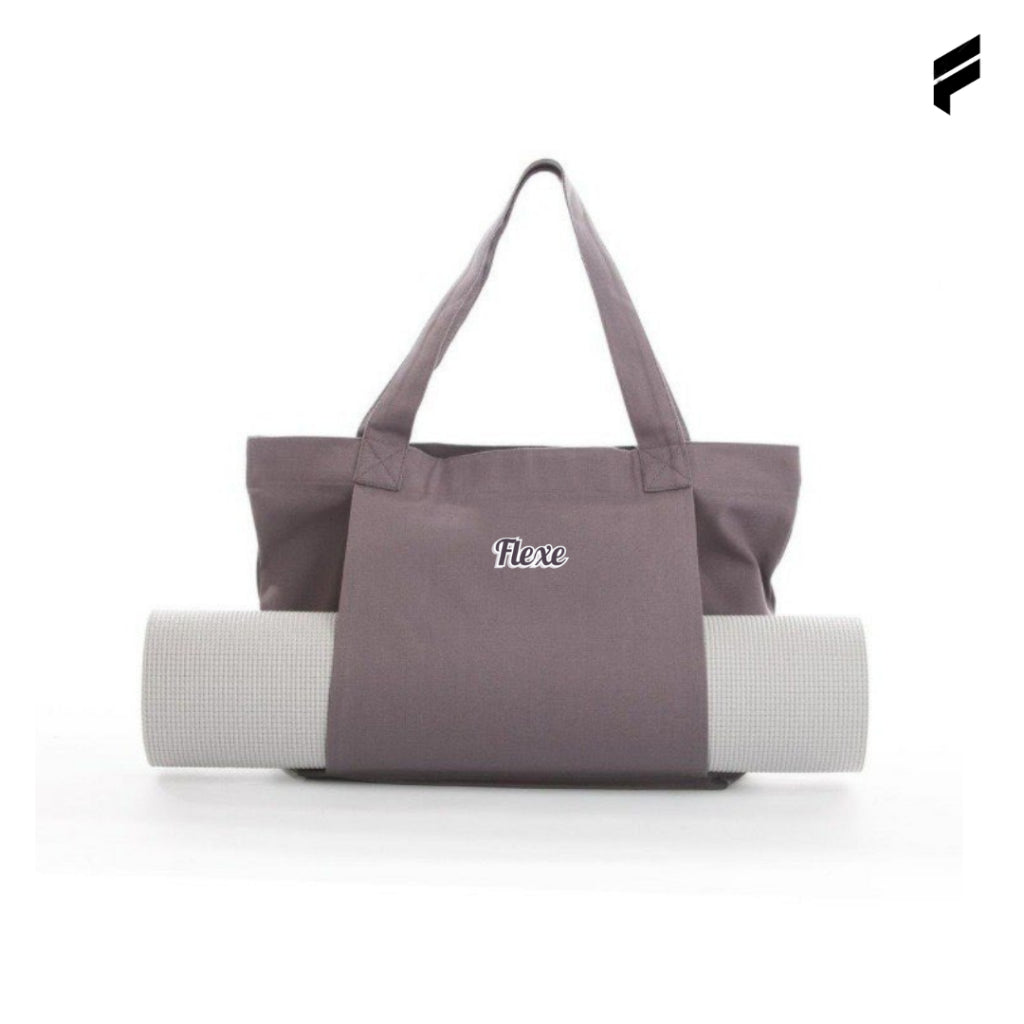 FLEXE- Unisex Canvas Tote Bag Athletic Yoga Mat Bag Foam Roller Tote Bag