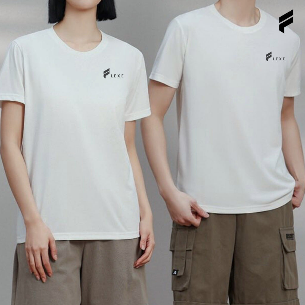 FLEXE- Unisex Mercerized Ice Cotton T-Shirts Anti-Stain Short Sleeve Round Neck Sport Cool Waterproof T-shirt