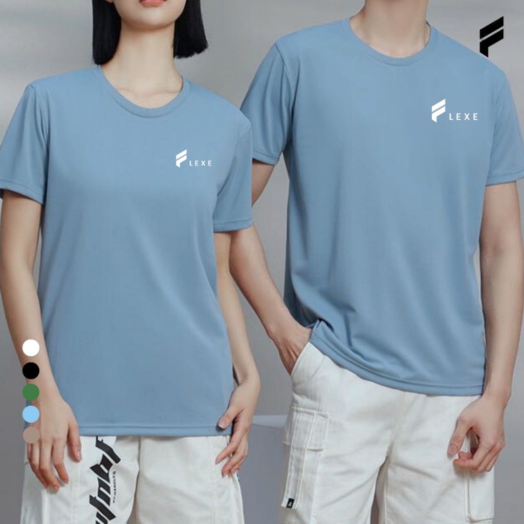 FLEXE- Unisex Mercerized Ice Cotton T-Shirts Anti-Stain Short Sleeve Round Neck Sport Cool Waterproof T-shirt