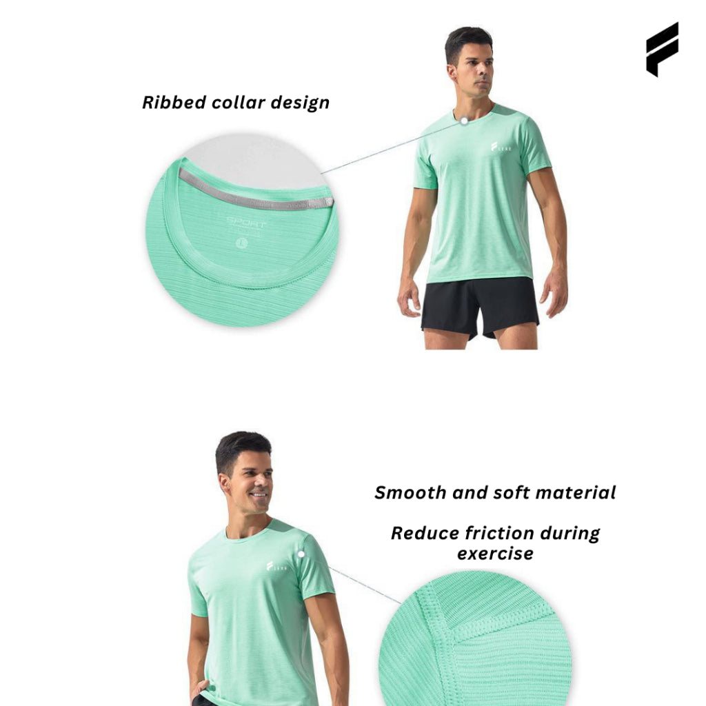 FLEXE - Men Dri-Fit Fitness Sport T-Shirt Short Sleeve Running Short T Dry-Fit