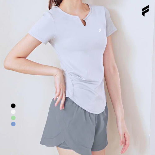 FLEXE- Woman Top Yoga Pilates Fitness Workout Gym Breathable Short Sleeve Sport Top