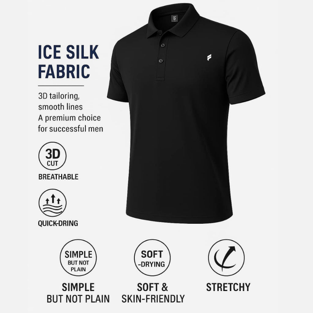Premium Male Ice-Silk Cotton Breathable Athletic Polo Tee
