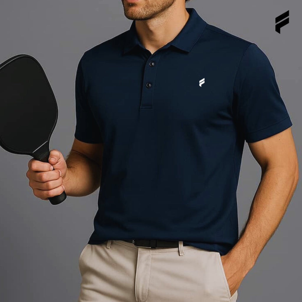 FLEXE- Premium Male Ice-Silk Cotton Breathable Atletic Polo T Casual Sport Polo T Shirt Pickleball Golf Tops