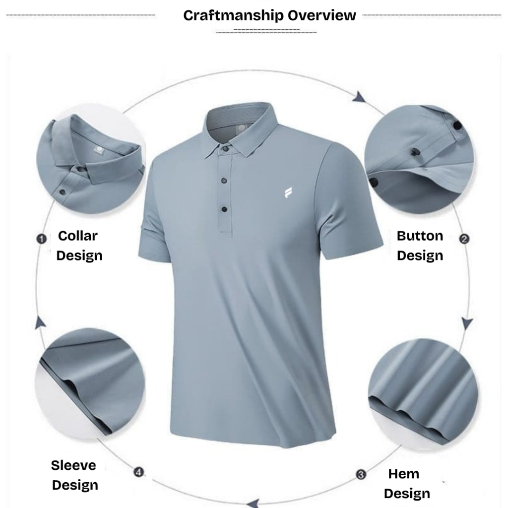 FLEXE- Premium Male Ice-Silk Cotton Breathable Atletic Polo T Casual Sport Polo T Shirt Pickleball Golf Tops