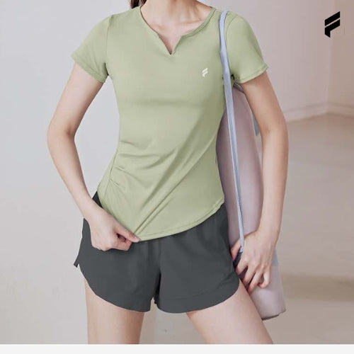 Woman Breathable Yoga Pilates Short Sleeve Top