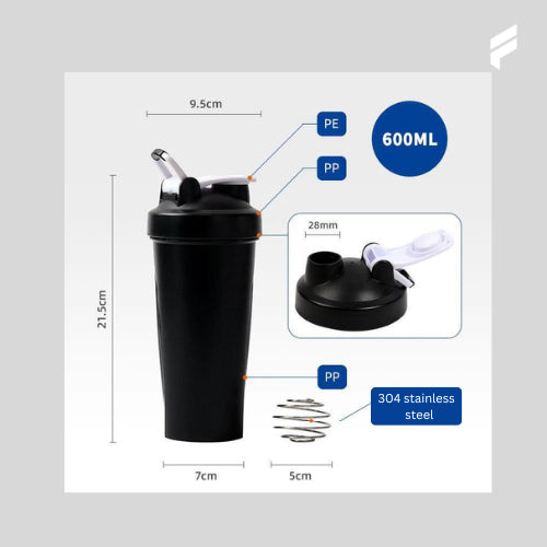 600ML Shaker Bottle Gym Protein Water Shaker Bottle
