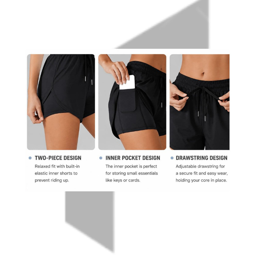 Women's Running Shorts with Pocket Quick Dry Athletic Gym Shorts
