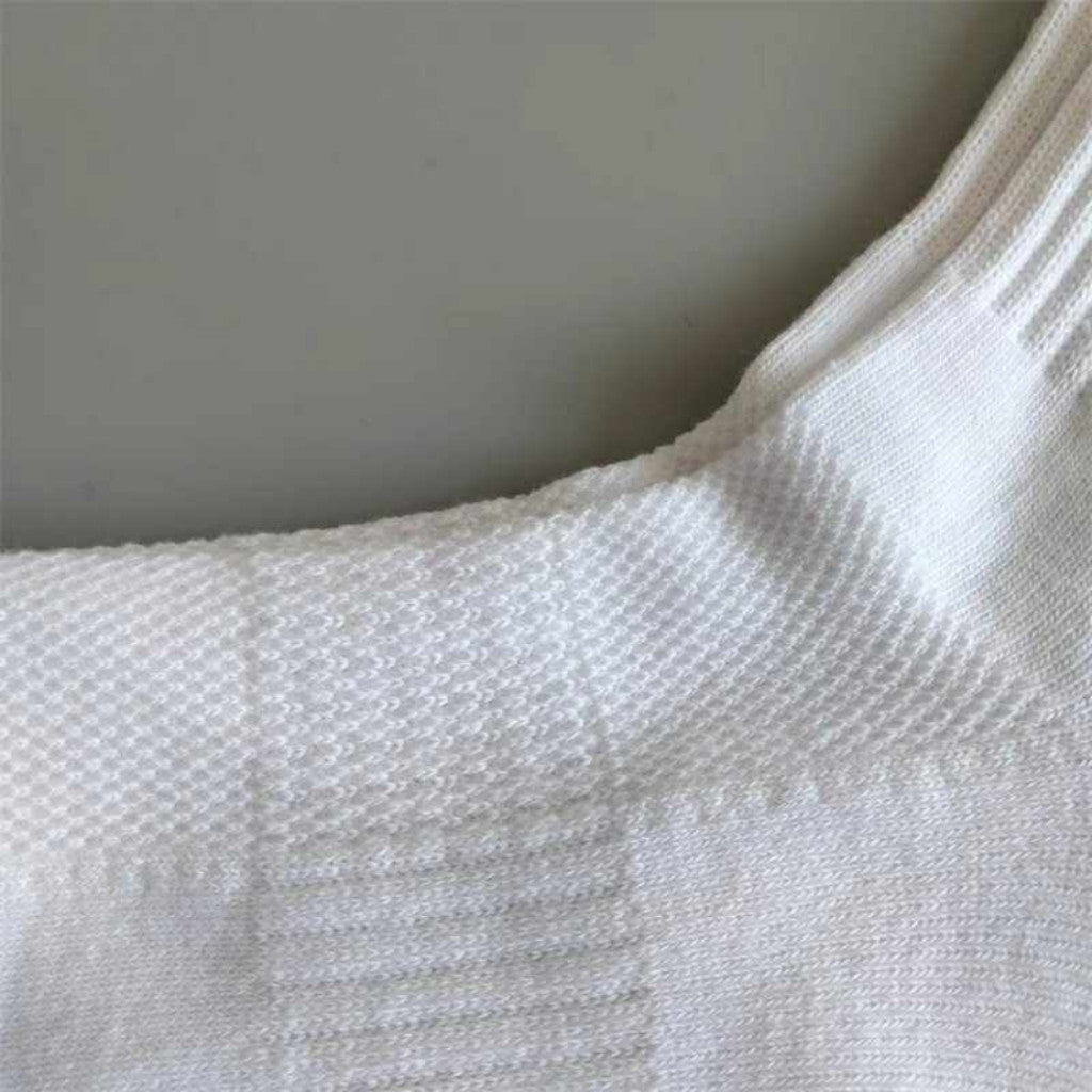 FLEXE- Unisex Embroidered Logo Premium Cotton Crew Socks Breathable High Stretchy Athletic White Plain Sport Socks