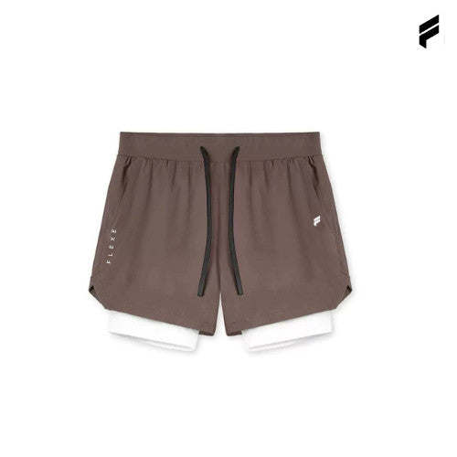 FLEXE- Men DriFit Premium Running 2 in 1 Shorts Fitness Training With Lining Pocket Double Layer Shorts