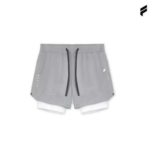 FLEXE- Men DriFit Premium Running 2 in 1 Shorts Fitness Training With Lining Pocket Double Layer Shorts