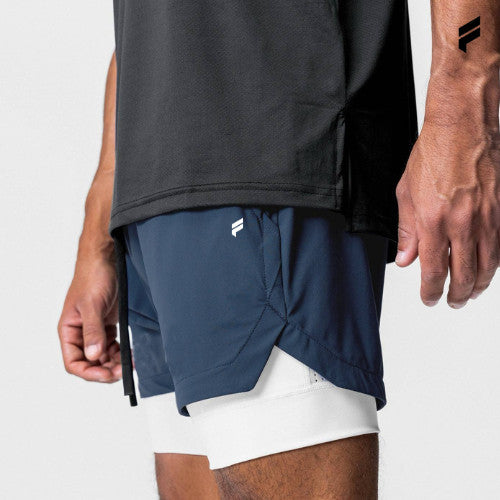 Men DriFit Premium Running 2 in 1 Shorts Fitness Training With Lining Pocket Double Layer