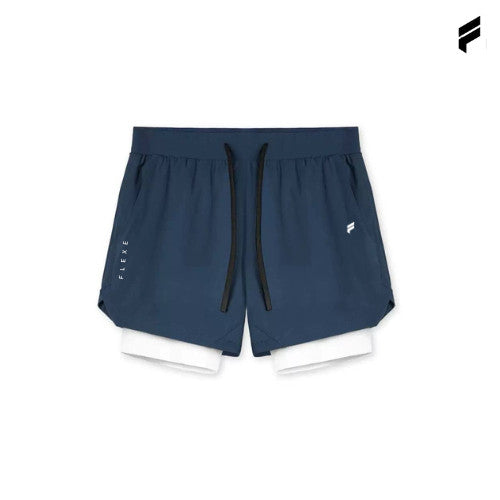 FLEXE- Men DriFit Premium Running 2 in 1 Shorts Fitness Training With Lining Pocket Double Layer Shorts