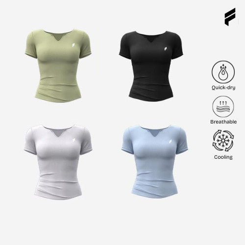 Woman Breathable Yoga Pilates Short Sleeve Top