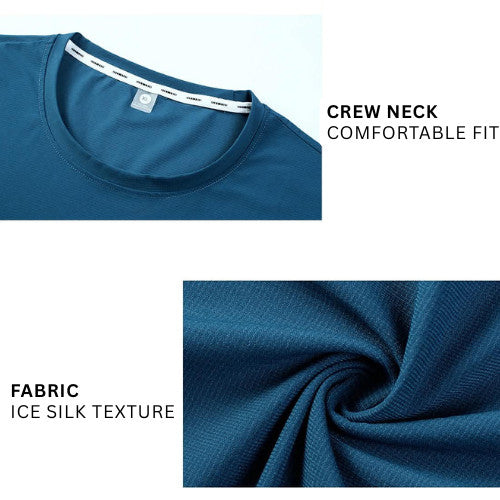 FLEXE- Men Seamless Ice-Silk Dri-Fit Cotton T-shirt Running Gym Fitness Pickleball Sport Premium T-Shirt