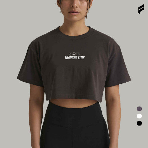 FLEXE-  Women Fitness Graphic Oversized Crop Top Casual Tops T-shirt