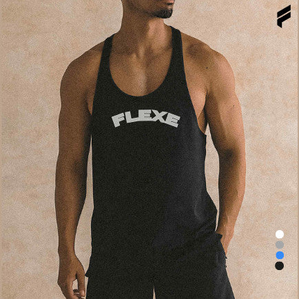 FLEXE-Men Stringer Vest Tank Top Gym Fitness Sport